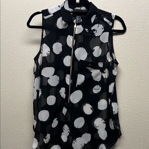 Frank Lyman Design Black and White Polka Dot Blouse